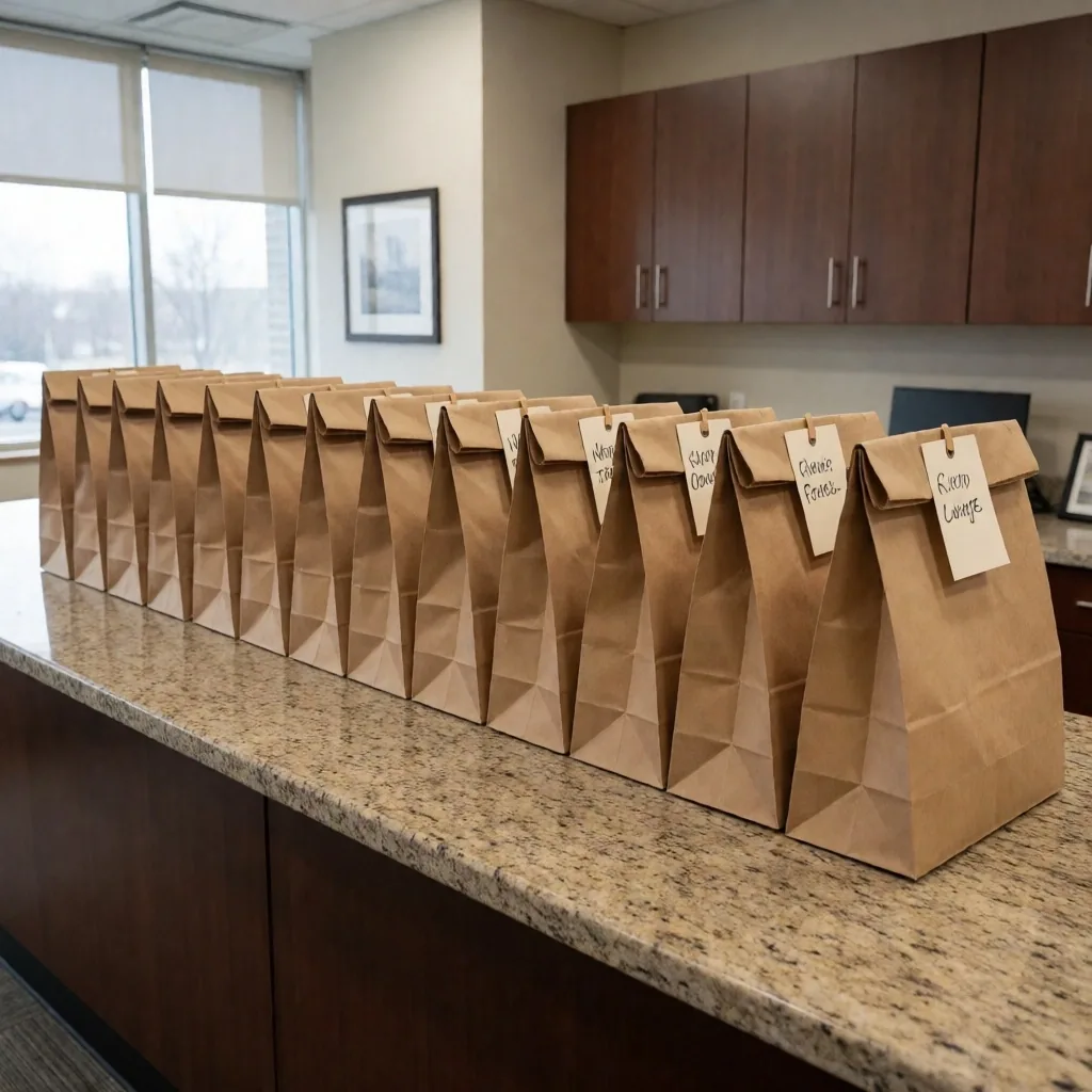 Large family delivery spread across a dining table