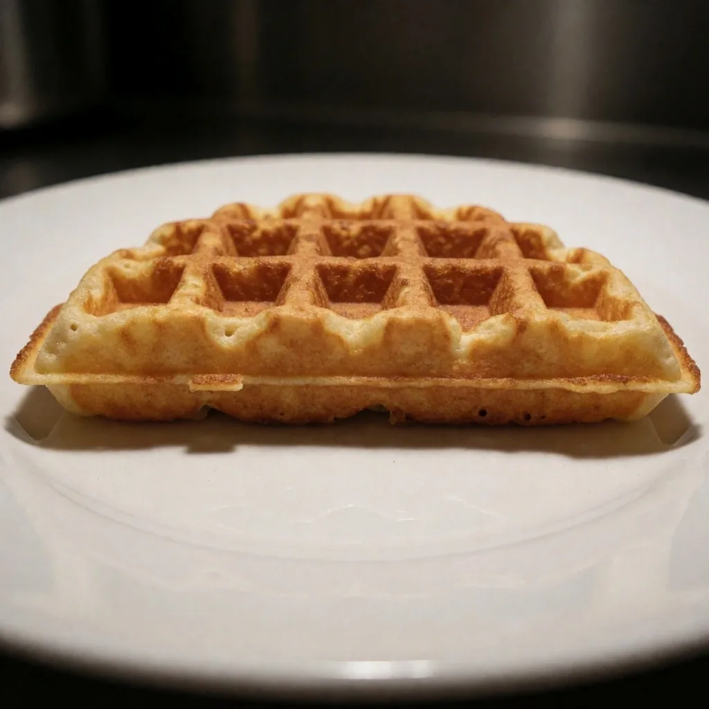 Microwaved waffle looking limp and soft